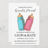 ピンクモダンとブルーの性別が招待状を明かす 招待状 (正面/裏面)