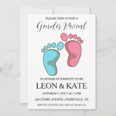 ピンクモダンとブルーの性別が招待状を明かす 招待状 (正面)