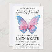 ピンクモダンとブルーの性別が招待状を明かす 招待状 (正面)