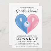 ピンクモダンとブルーの性別が招待状を明かす 招待状 (正面/裏面)