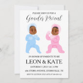 ピンクモダンとブルーの性別が招待状を明かす 招待状 (正面)