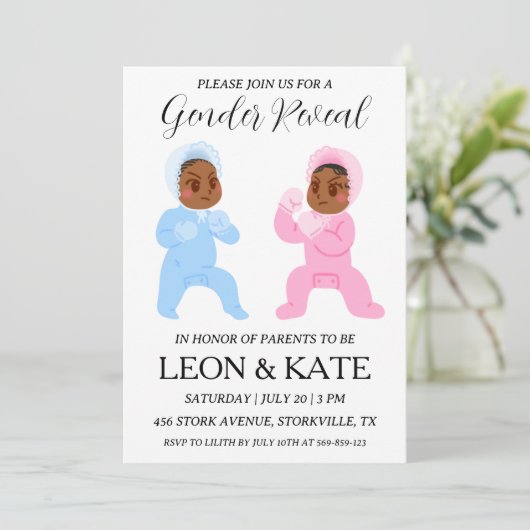 ピンクモダンとブルーの性別が招待状を明かす 招待状 (スタンド正面)