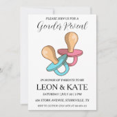 ピンクモダンとブルーの性別が招待状を明かす 招待状 (正面)