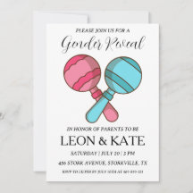 ピンクモダンとブルーの性別が招待状を明かす