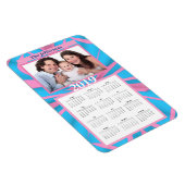 ピンクモダンとブルーの抽象芸術パターンのモノグラム マグネット (右側)