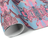 ピンクモダンとブルーラップのシックなバロック柄 ラッピングペーパー (ロールコーナー)