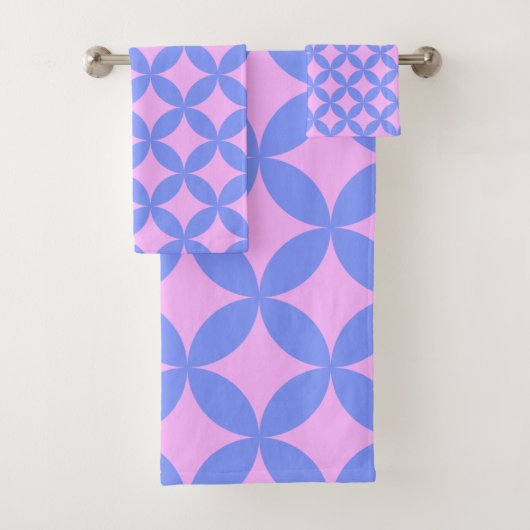 ピンクモダンとペリウィンクルの世紀中頃の模様 バスタオルセット (インサイチュ)