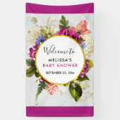 ピンクモダンとホワイトウォーターのカラー花模様パーティー 横断幕 (縦)