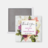 ピンクモダンとホワイトウォーターの色のフローラ結婚の マグネット (正面/裏面)