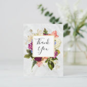 ピンクモダンとホワイトウォーターの色フローラありがとう ポストカード (スタンド正面)