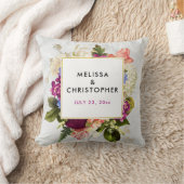 ピンクモダンとホワイトウォーター色のフローラブーケ クッション (ブランケット)