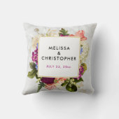 ピンクモダンとホワイトウォーター色のフローラブーケ クッション (裏面)