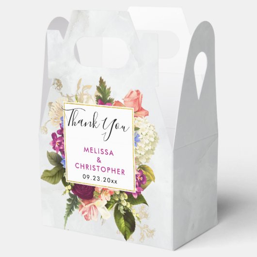 ピンクモダンとホワイトウォーター色のフローラブーケ フェイバーボックス (オープン)