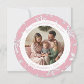 ピンクモダンとホワイトスノーフレークスホリデーカード シーズンカード (正面)