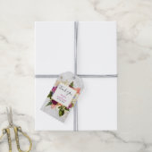 ピンクモダンとホワイトフラワーブーケ結婚ーズ ギフトタグ (より糸付き)