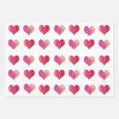 ピンクモダンとホワイトXOXOストライプバレンタインデー ラッピングペーパーシート (正面3)