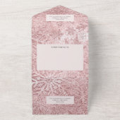 ピンクモダンとメイブスノーフレークQRコードの色合い オールインワン招待状 (外側)