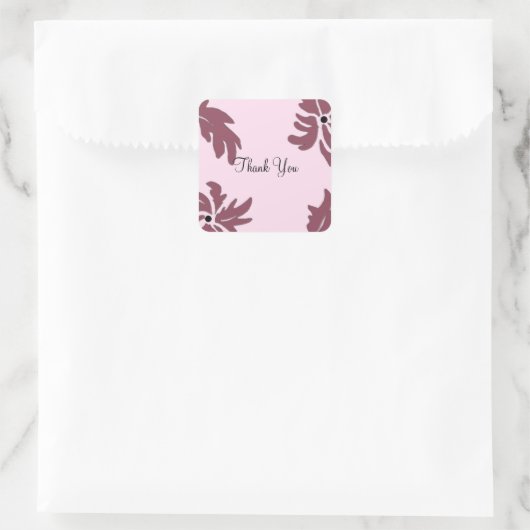 ピンクモダンとラズベリーのフローラ スクエアシール (バッグ)