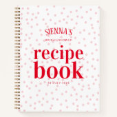 ピンクモダンとレッドスポットブライダルシャワーレシピ本 ノートブック (正面)