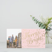 ピンクモダンと明メリーるい紙吹雪のフォトカード シーズンカード (スタンド正面)