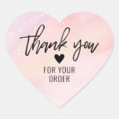 ピンクモダンと桃のビジネスありがとう ハートシール (正面)