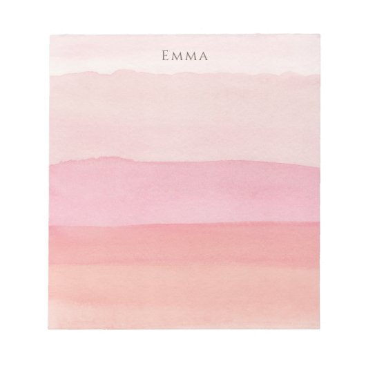 ピンクモダンと桃の水彩層グラデーション ノートパッド (正面)