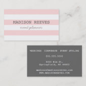 ピンクモダンと白のはっきりしたストライプBusiness Card 名刺 (正面/裏面)