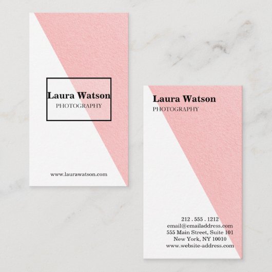 ピンクモダンと白のカスタマイユニークズ 名刺 (正面/裏面)