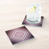 ピンクモダンと白のグラデーション ガラスコースター (アングル)