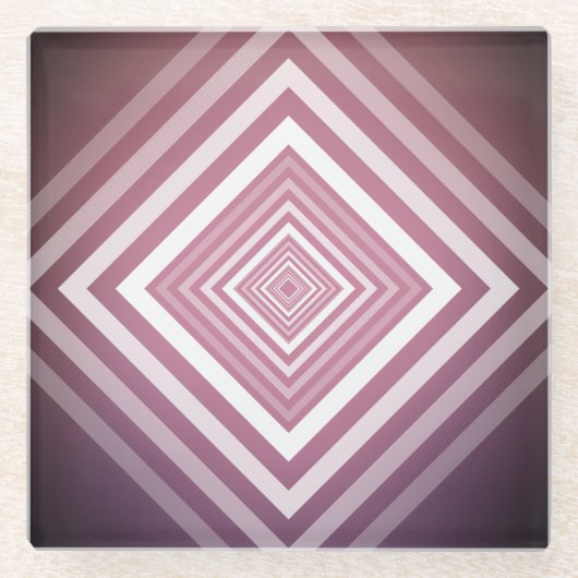 ピンクモダンと白のグラデーション ガラスコースター (正面)