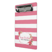 ピンクモダンと白のストライプ ミニクリップボード (アングル2)