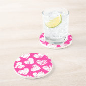 ピンクモダンと白のドードルハートバレンタインデー コースター (側面)