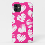 ピンクモダンと白のドードルハートバレンタインデー Case-Mate iPhoneケース (裏面)