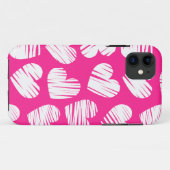 ピンクモダンと白のドードルハートバレンタインデー Case-Mate iPhoneケース (裏面(横))