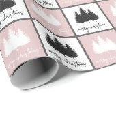 ピンクモダンと白のメリークリスマスパターン ラッピングペーパー (ロールコーナー)