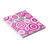 ピンクモダンと白の同心レトロ円 ノートパッド (アングル)