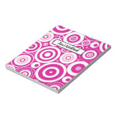 ピンクモダンと白の同心レトロ円 ノートパッド (回転)