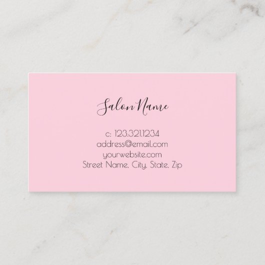ピンクモダンと白の大理石爪、 ネイル 名刺 (裏面)
