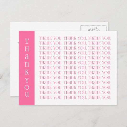 ピンクモダンと白の言葉ありがとう ポストカード (正面/裏面)