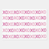 ピンクモダンと白のXOXO愛バレンタインデー ラッピングペーパーシート (正面)