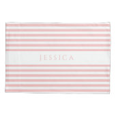 ピンクモダンと白ストライプの色 枕カバー (裏面)