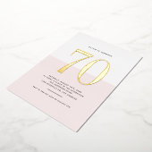 ピンクモダンと白70誕生日金箔 箔招待状 (回転した状態)