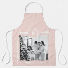 ピンクモダンと白 |家族の写真 |イニシャル エプロン