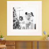 ピンクモダンと白 |家族の写真 |イニシャル キャンバスプリント (インサイチュ (リビング))