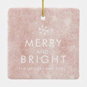 ピンクモダンと白 |家族の写真 |イニシャル セラミックオーナメント (裏面)