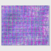 ピンクモダンと紫のグリッドライン抽象芸術 ラッピングペーパー (フラット)