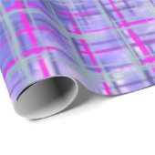 ピンクモダンと紫のグリッドライン抽象芸術 ラッピングペーパー (ロールコーナー)
