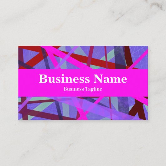 ピンクモダンと紫の網掛け幾何学的抽象芸術 名刺 (正面)