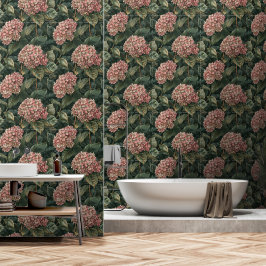 ピンクモダンと緑のあじさいの皮とスティック 壁紙