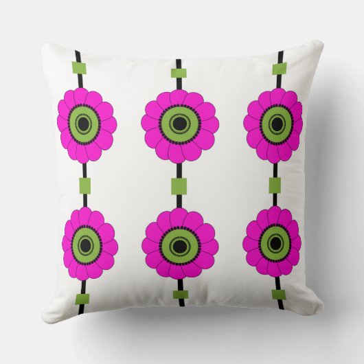 ピンクモダンと緑のフローラ クッション (裏面)
